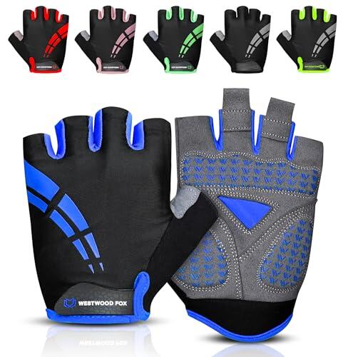 WESTWOOD FOX Guantes de Cicismo para Hombres y Mujeres, Guantes de Biciceta de montaña Antidesizantes Acochados de GE Unisex de Medio Dedo, Guantes de Biciceta MTB para Montar en Verano