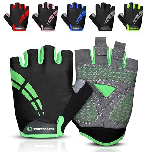 Westwood Fox Guantes de Ciclismo para Hombres y Mujeres, Guantes Unisex con Acolchado de Gel Antideslizante, Transpirables con Palma para Absorción de Golpes, Guantes de Verano para Ciclismo y