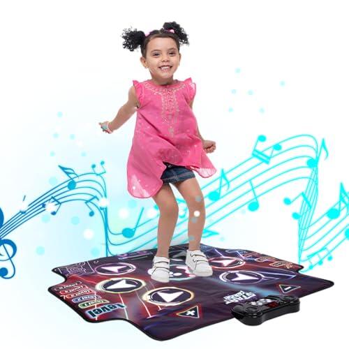 NK Alfombra de Baile para Niños +5 Años y Adultos con Bluetooth 5.0 - Tapete Musical LED con 7 Modos de Juego, Regalo Cumpleaños Navidad, Base Antidelizante y Altavoz con Volumen Ajustable (100x89cm)