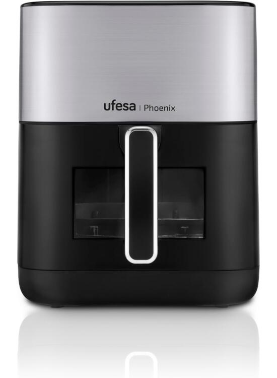 Ufesa Phoenix, Freidora Aire con Vapor, Doble Resistencia, 6 L, 1800 W, 10 Programas Preestablecidos, Ventana y Luz Interior