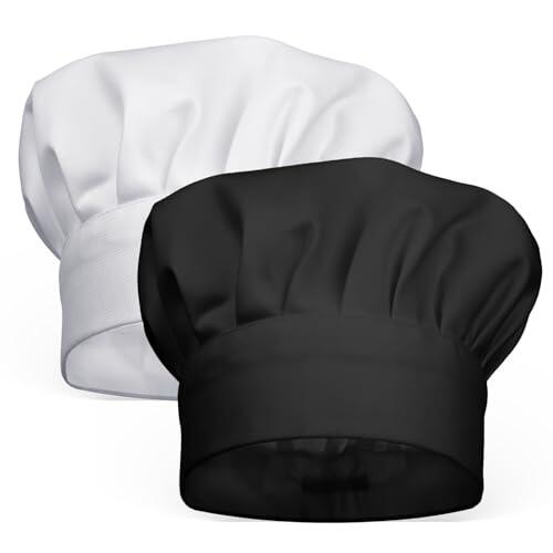 Abeillo Gorro de Chef Unisex Ajustable - Gorro de Cocinero Profesional de Algodón Con Red para el Pelo de Cocina