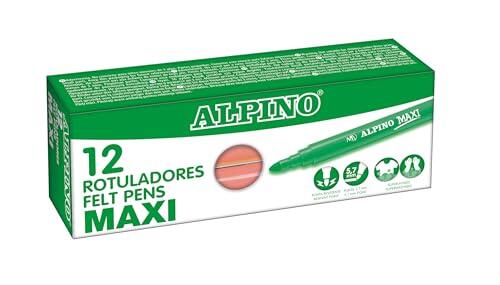 Alpino - Estuche 12 Rotuladores Stand. Salmón Claro | Lavables para Niños | Brillantes | Ideal para la Escuela | Punta de Fibra Super Resistente y Tinta Segura a Base de Agua