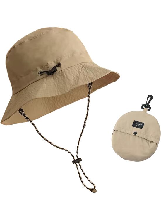 Hombre Mujere Sombrero de Sol, Impermeables Anti-UV Sombreros de Pescador, Sombrero de Exterior Ajustable Plegable, Sombrero de Safari de Secado rápido Transpirable para Pesca Montañismo Cámping