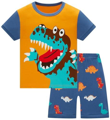 TEDD Pijamas Niño Verano Dinosaurio Algodon Infantil Manga Corta Ropa a Juego Conjunto Edad 3-4 Años