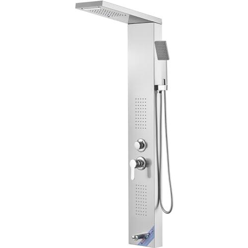 VEVOR Sistema de Panel de Ducha LED con 5 Modos: Lluvia, Cascada, 2 Chorros de Masaje Corporal, Cabezal de Mano con Manguera de 1,5 m