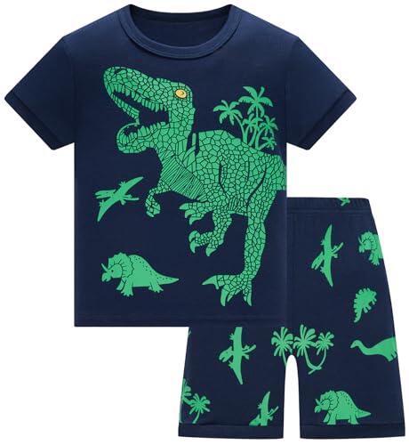 TEDD Pijamas Niño Verano Dinosaurio Algodon Infantil Manga Corta Ropa a Juego Conjunto Edad 4-5 Años