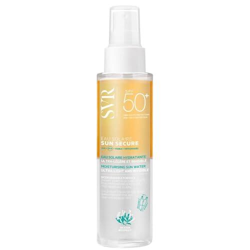 SVR - Sun Secure Eau Solaire SPF50+ - Agua solar hidratante bifásica – Muy alta protección UVA, UVB, luz visible e infrarrojos – Piel sensible – Niacinamida, vitamina E – 100 ml