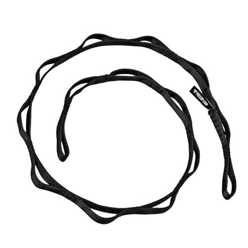 BigCheer Daisy Chain Liviana y Duradera,Cadena de Margarita de 120 cm, Hecha de Correas de PE, Versátil para Escalada en Roca, Yoga Aéreo y Gimnasio - Cadena de Seguridad Fuerte (Negro)