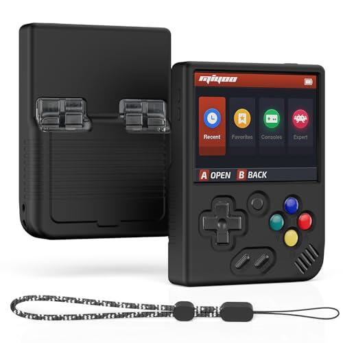 Funda para Miyoo Mini Plus, MOWYEOK suave de silicona, con absorción de impactos, antideslizante y antiarañazos, compatible con Miyoo Mini Plus, con cordón, color negro