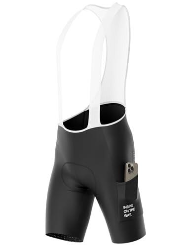 INBIKE Culotte Ciclismo Bibs Shorts Hombres Pantalones Cortos de Bicicleta con Protección Solar UPF50+ con Gel Acolchado y Bolsillo Transpirable Ropa Interior de Biciclet MTB Negro L