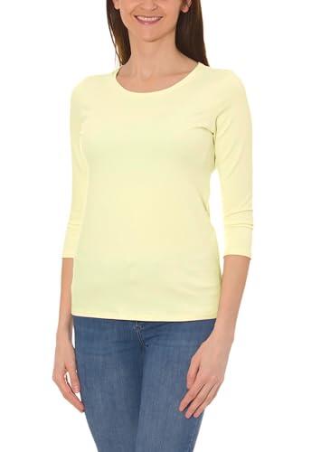Alkato Camiseta con Mangas 3/4 con Escote Redondo para Mujer, Banana Amarilla, S