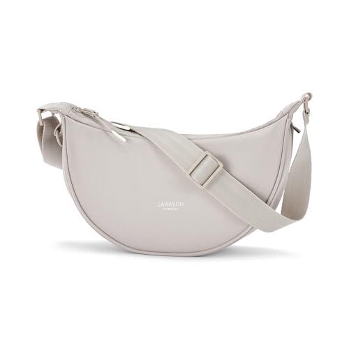 LARKSON Bolso Bandolera Mujer Beige - Solveig Small - Bolso Riñonera de Media Luna - Bolsa de Ocio de Moda para Viajes, Trabajo - Compartimentos Grandes - Correa Ajustable