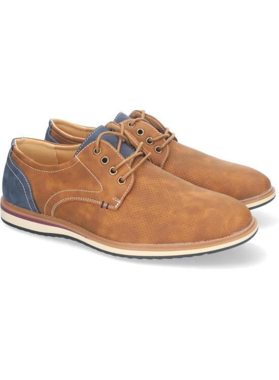 shoes&blues.es Zapatos Hombre Elegantes con Detalles en Contraste, Suela Antideslizante, Puntera Redondeada y Cierre de Cordones Ideal para Eventos.