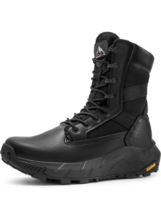 NORTIV 8 Botas de Tácticas Militares para Hombre con Cremallera Lateral Botas Policiales de Combate de Motocicleta