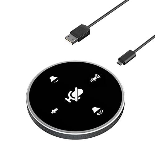 Micrófono USB de escritorio para conferencias, altavoz integrado, omnidireccional, micrófono condensador para computadora con función de silencio, ajuste Plug & Play, compatible con para