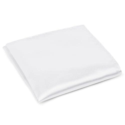URAQT Pañuelos para Hombres Bolsillos, Handkerchiefs Set de Negocios y Informal, Pañuelo de Bolsillo Cuadrado de Sedoso y Brillante, Pañuelos de Tela Regalo para Hombres (22X22cm, Blanco)