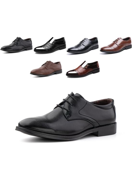 Hitmars Zapatos Oxfords Hombre Derby Cordones Cuero Patente Traje Brogue Clásicos Formales Zapatos Vestir Negocios Casuales Fiesta Boda Negro Marrón EU 37-48