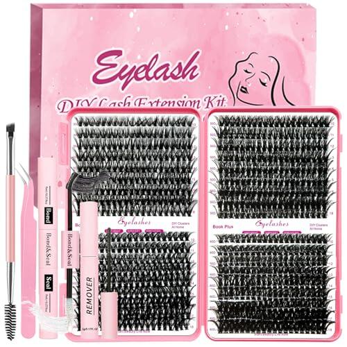 Qiveaory Kit de Extensión de Pestañas DIY Eyelash Extension de Rollo D 720 Piezas Independientes,Pegado y Sellado de Pestañas,Cepillo de Pinzas Eliminación de Pestañas (10-18mm,30D+40D+50D+60D)