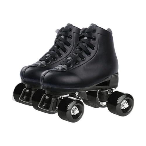 BMOZRM Doble Patines En Adulto for Mujeres Y Hombres Elegante Patinaje Cuatro Ruedas Exterior Deportes Regalo(Color:Black+Black Wheel,Size:45 EU)
