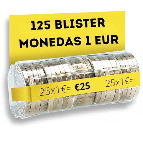 AF® - 100 Blister Monedas, Pack 100 blister monedas 1 euro | Formato Europeo, Organiza y protege tu dinero en efectivo, Organizador de monedas, Contador de monedas para 1e.