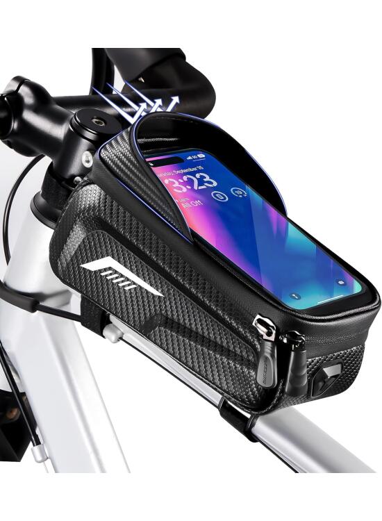 Bolsa Cuadro Bicicleta Impermeable Con Visor Solar y Pantalla Táctil Sensible Para Tubo Superior de Bicicletas de Montaña y Carretera