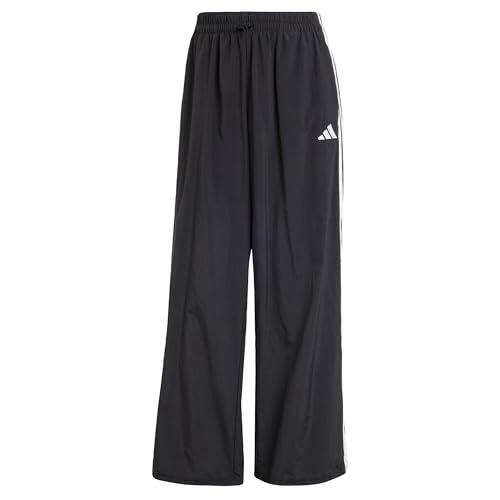adidas Donna Essentials 3-Stripes Lifestyle Woven Parachute Pants, Black/White, M