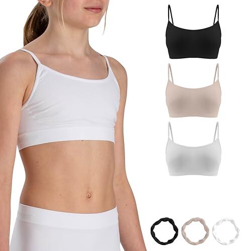 Risalti Top Niña de Microfibra 3 Pz - Camiseta Tirantes, Sujetador y Top Deportivo, Ropa Sin Costuras, Regalo en Brazaletes - Made In Italy