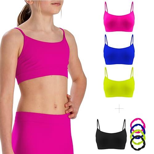 Risalti Top Niña Microfibra 3 Pz - Sujetador y Camiseta Tirantes, Top Deportivo Sin Costuras, Regalos Brazaletes - Made In Italy