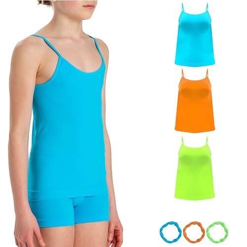 Risalti Camiseta Tirantes Niña Microfibra 3 PZ - Top, Ropa Sin Costuras, Brazaletes De Regalo - Made In Italy