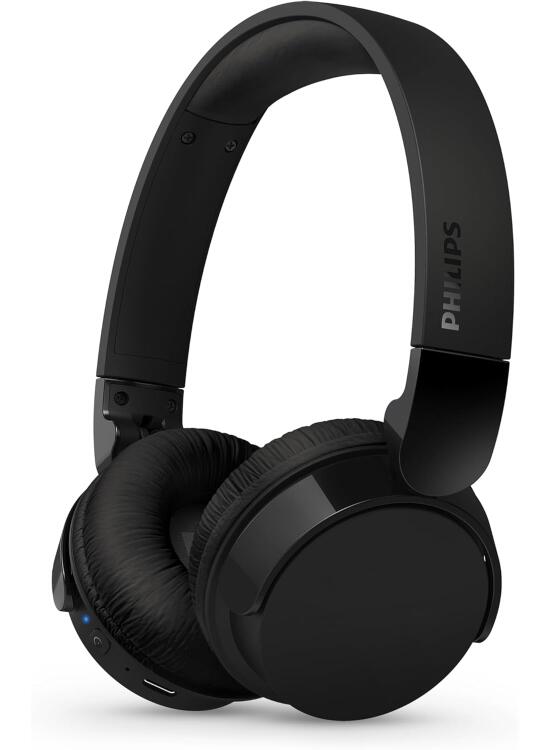 Philips TAH4209BK Auriculares on-Ear Ligeros Bluetooth, Aislamiento pasivo del Ruido, 55 Horas de reproducción, Sonido Natural, Llamadas nítidas, Graves dinámicos, 2 Horas de Carga USB-C, 2024, Negro
