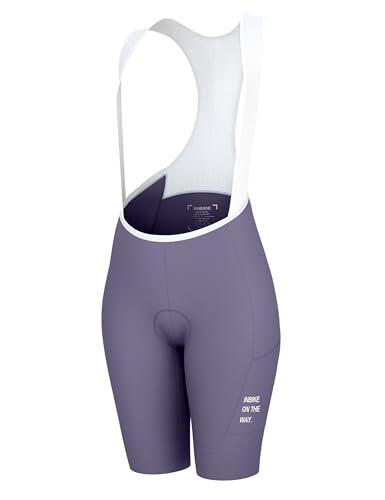 INBIKE Pantalones Cortos Mujer Culotte de Ciclismo Verano 3D Gel Bicicleta Carretera Montaña Ciclista Bib Secado Rápido Protección Solares Reflectante Yoga MTB Alta Elasticidad Deporte Violeta M