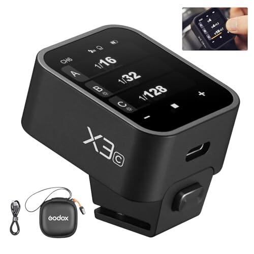 Godox X3-C X3C Wireless Flash Trigger Disparador de Flash Inalámbrico para Canon Cámara OLED Pantalla táctil 2.4GHz 1/8000S HSS TTL Función Tcm Batería Remote Camera Flash Trigger para Canon