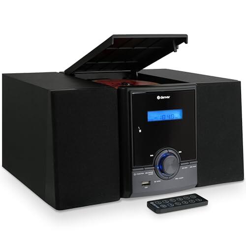 Denver MDA-285 Microcadena Dab/FM con CD, Bluetooth, USB MP3, AUX, Auriculares, Doble Alarma, 2 x 5 W RMS