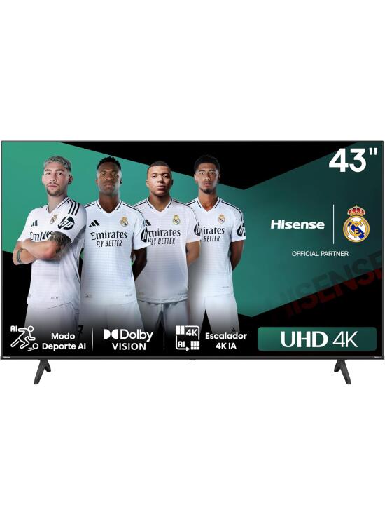 Hisense 43E6NT - UHD 4K,VIDAA Smart TV, 43 Pulgadas, Dolby Vision, Modo Juego Plus, DTS Virtual X, Control por Voz televisor, Doble Control de Volumen, Auto ordenación Canales TDT (Nuevo 2024)