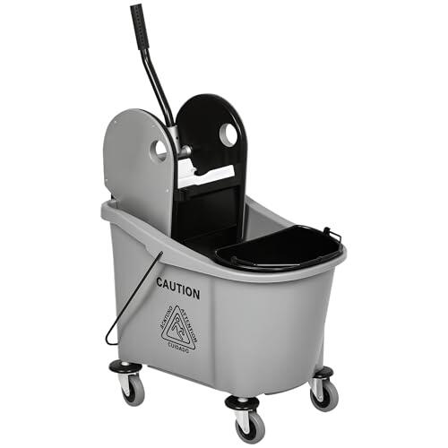 HOMCOM Cubo de Fregona con Ruedas Capacidad de 36L 54x41x91,5 cm Gris