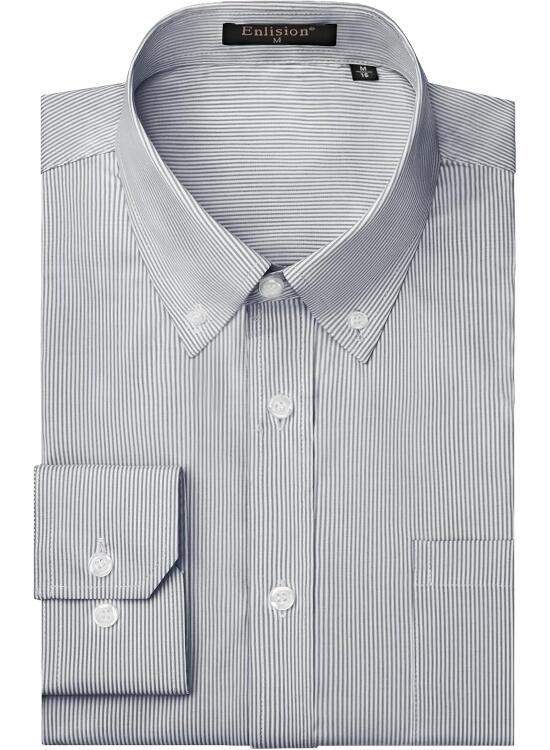 Enlision Camisa de Vestir Manga Larga para Hombre Camisas de Rayas con Botones Regular Fit