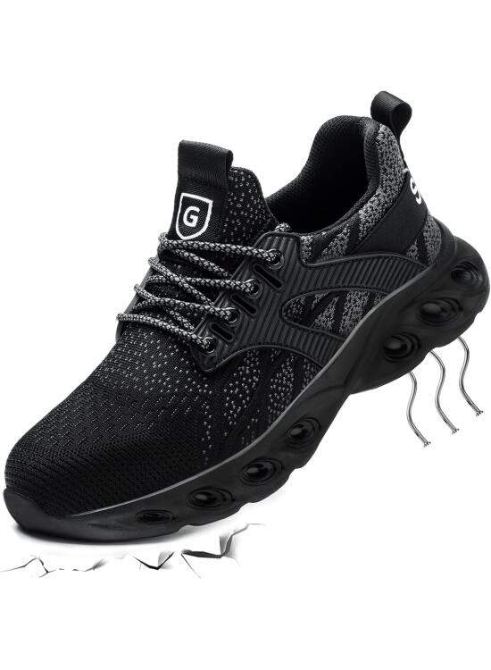 Zapatos de Seguridad para Hombre Mujer Zapatillas de Trabajo Ligero Comodo Calzado de Seguridad con Punteras de Acero Transpirable Antideslizante Zapatillas Deportivas