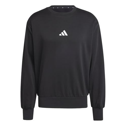 adidas Hombre Essentials Feelcozy Fleece Sweatshirt, Black/White, M