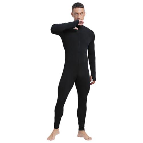 Sywiyi Mono Overall deportivo para hombre Sport Bodysuit Jumpsuit Largo Traje de cuerpo entero Una pieza Body Slim Fit Acanalado Entrenamiento Gimnasio Fitness Outfit, A negro., XL
