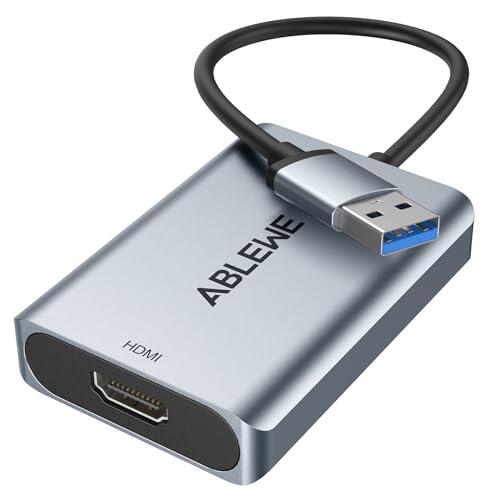 ABLEWE Adaptador USB a HDMI, de Aluminio actualizado, HDMI a USB 3.0.2.0, Audio, vídeo, gráfico, Cable convertidor para PC, portátil, Monitor, proyector de Escritorio, TV, Compatible con Mac OS,