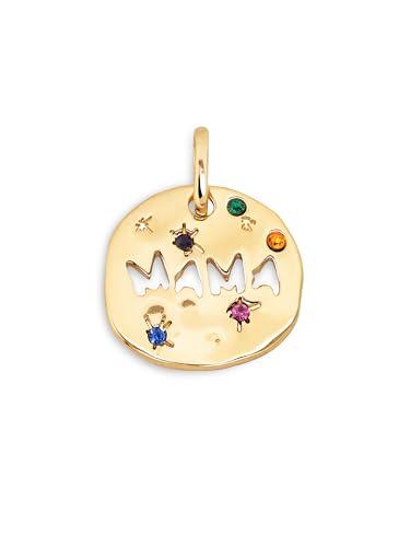 SINGULARU - Charm Mamá. Latón con Acabado en Baño de Oro de 18kt. Colgante con Motivo y Circonitas de Colores. Cierre Asa. Joyas para Mujer