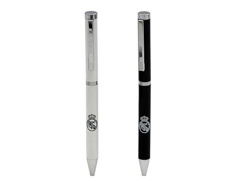 CyP Brands- Real Madrid, Set con Dos Bolígrafos, Estuche, Escritura, Caja Regalo, Color Blanco, Producto Oficial