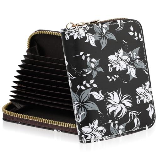 Amaxiu Tarjetero de crédito para mujer con protección RFID, tarjetero de piel con cremallera, tarjetero pequeño con compartimento para monedas, tarjetero de visita(negro)