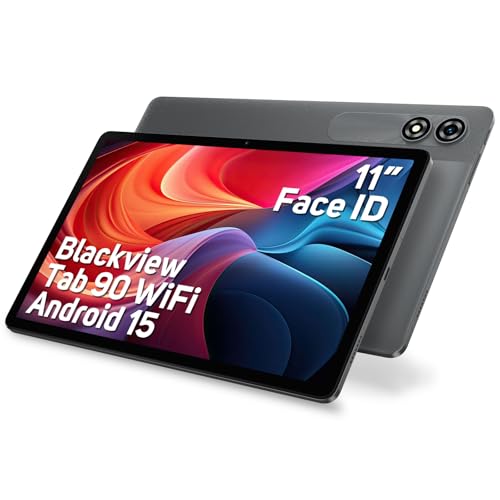 Blackview 11 Pulgadas Tablet,Android 15 Tab 90Wifi,12GB RAM 128GB ROM/1TB TF Gaming Tableta,Widevine L1/8200mAh/5G WiFi/Octa Core/GPS/WPS/8MP+13MP/Face ID/Bluetooth 5.0/2 Altavoces/3.5mm Jack Tablets