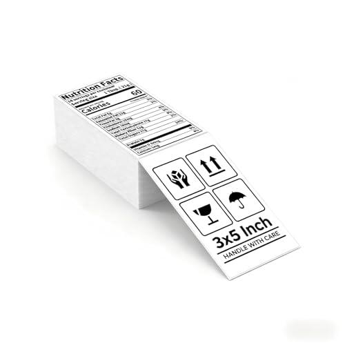 MUNBYN 3x5 Etiquetas Térmicas Autoadhesivas, Etiquetas Térmicas de Envío 76x127mm, Etiquetas Multiusos para Pequeñas Empresas, Compatible con impresoras Etiquetas MUNBYN Phomemo Zebra, 500 Etiquetas