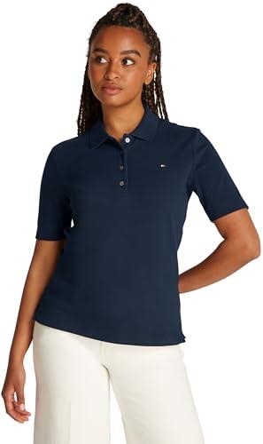 Tommy Hilfiger Polo de Manga Corta para Mujer Regular Fit, Azul (Dark Night Navy), XL