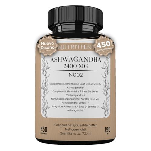 Ashwagandha 2400mg | 450 Micro Comprimidos 50:1 Alta Pureza | Suplemento Adaptógeno para el alivio del Estrés, Cortisol y Mejorar el Descanso | Suministro para 15 Meses | Vegano y Sin Gluten