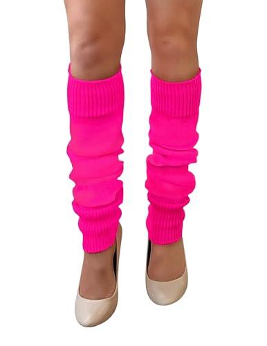 NuJake Calentadores de piernas en varios colores de los años 80 y 90, lujosos calentadores de piernas para niñas, rosa, Taille unique