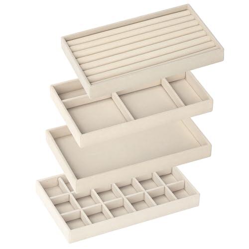 Domkan Schmuck Organizers,Schmucktablett,Schmuckaufbewahrung schublade, Schmuckeinsatz für Schubladen,Schmucktablett Stapelbar,Zum Aufbewahrung und Präseneren Von Ohrringe
