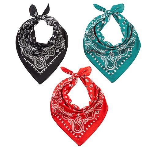 LOVARZI Bandana Hombre y Mujer en Negro, Verde y Rojo - Pañuelo Cabeza de Algodón Motero